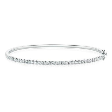 9ct White Gold Round Brilliant Cut with 1 CARAT tw of Diamonds Bangle