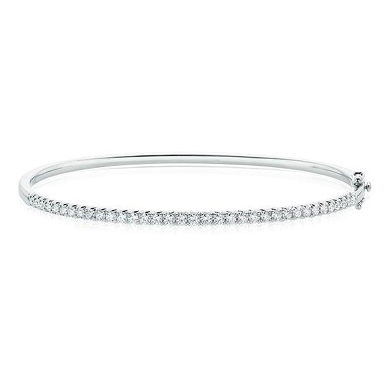 9ct White Gold Round Brilliant Cut with 1 CARAT tw of Diamonds Bangle