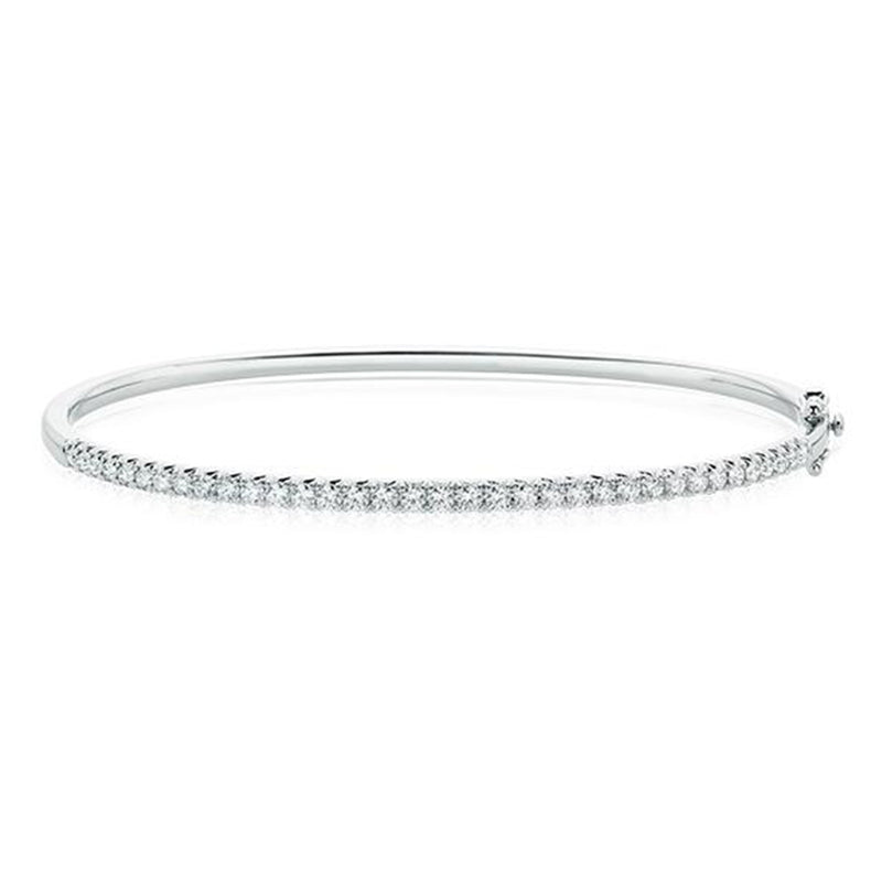 9ct White Gold Round Brilliant Cut with 1 CARAT tw of Diamonds Bangle