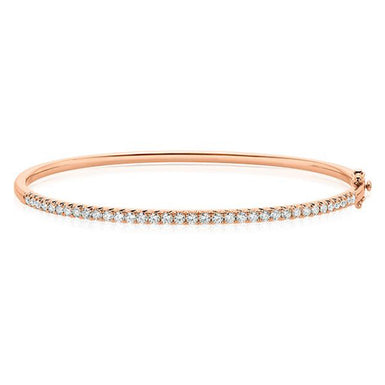 9ct Rose Gold Round Brilliant Cut with 1 CARAT tw of Diamonds Bangle