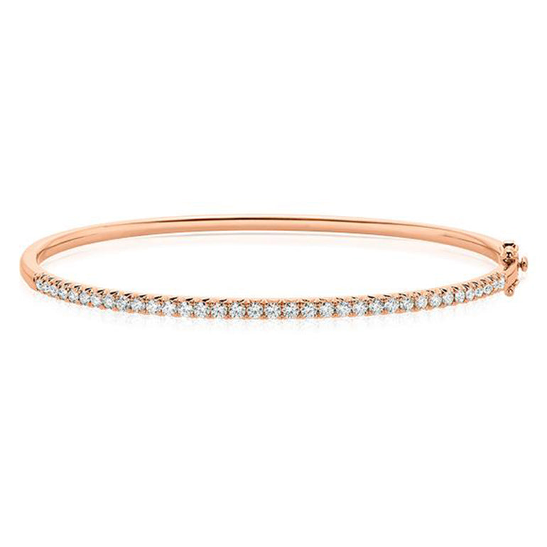 9ct Rose Gold Round Brilliant Cut with 1 CARAT tw of Diamonds Bangle
