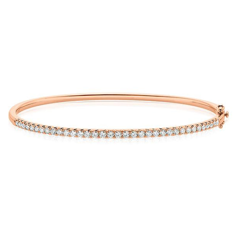 9ct Rose Gold Round Brilliant Cut with 1 CARAT tw of Diamonds Bangle