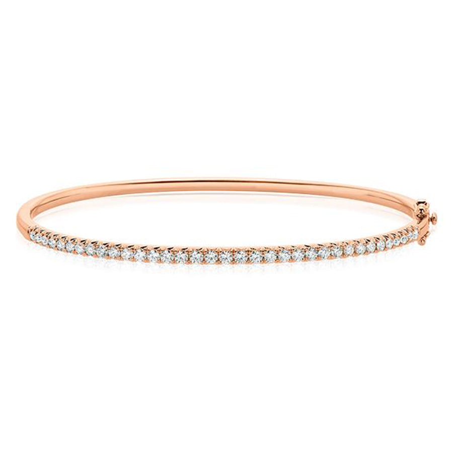 9ct Rose Gold Round Brilliant Cut with 1 CARAT tw of Diamonds Bangle