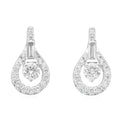 9ct White Gold Round Brillant & Baguette Cut 1/2 Carat tw Halo Earrings