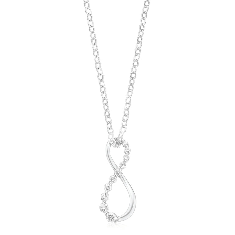 9ct White Gold Round Brilliant Cut 1/4 Carat tw Infinity Pendant