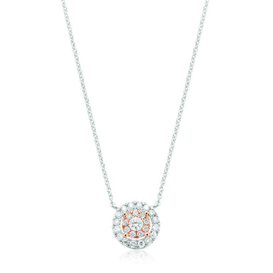 9ct Rose & White Gold Round Brilliant Cut 0.15 carat tw of Diamond Pendant