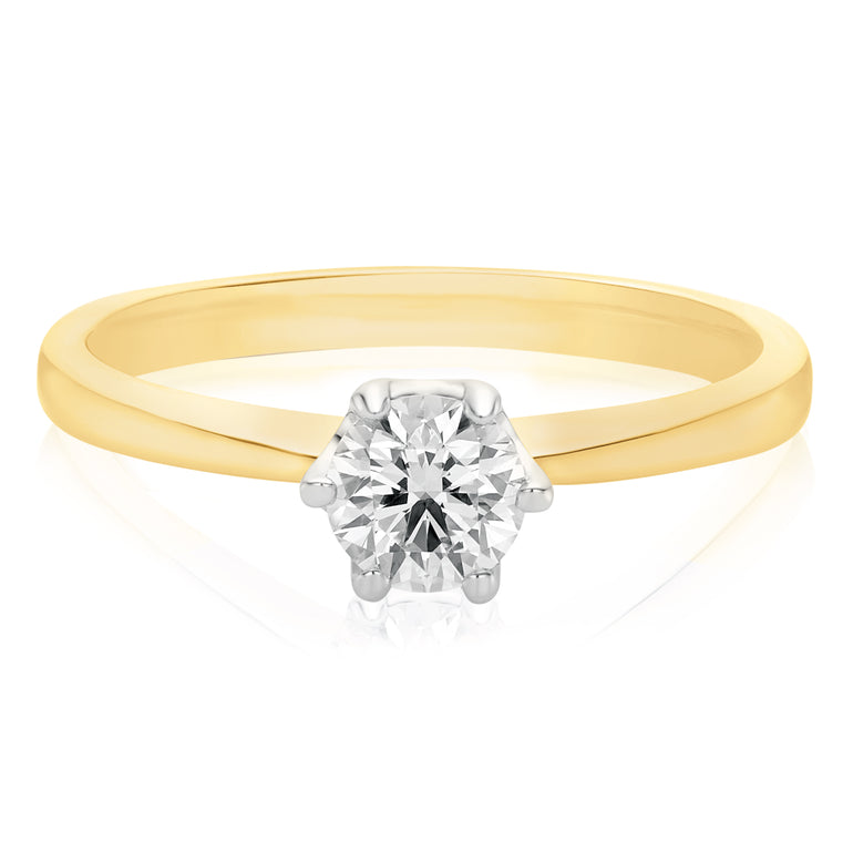 Promise 18ct Two Tone Gold Round Brilliant Cut 1/2 CARAT of Diamonds Ring