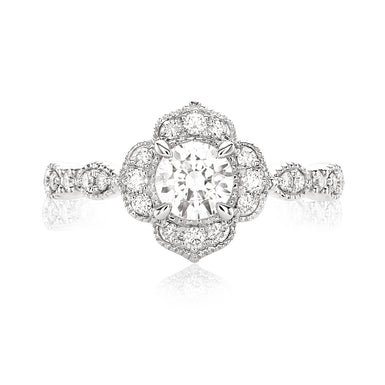 Halo 18ct White Gold Oval & Round Brilliant Cut 3/4 CARAT tw of Diamonds Ring