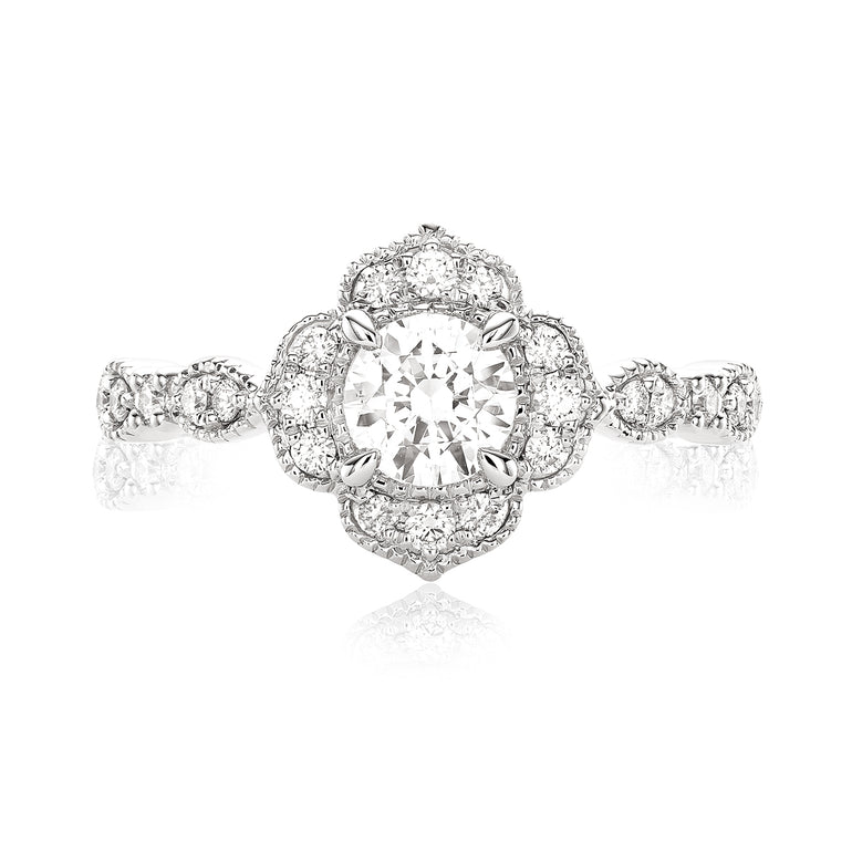 Halo 18ct White Gold Oval & Round Brilliant Cut 3/4 CARAT tw of Diamonds Ring