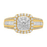 9ct Yellow Gold Baguette & Round Brilliant Cut 1.00 Carat Diamond Dress Ring