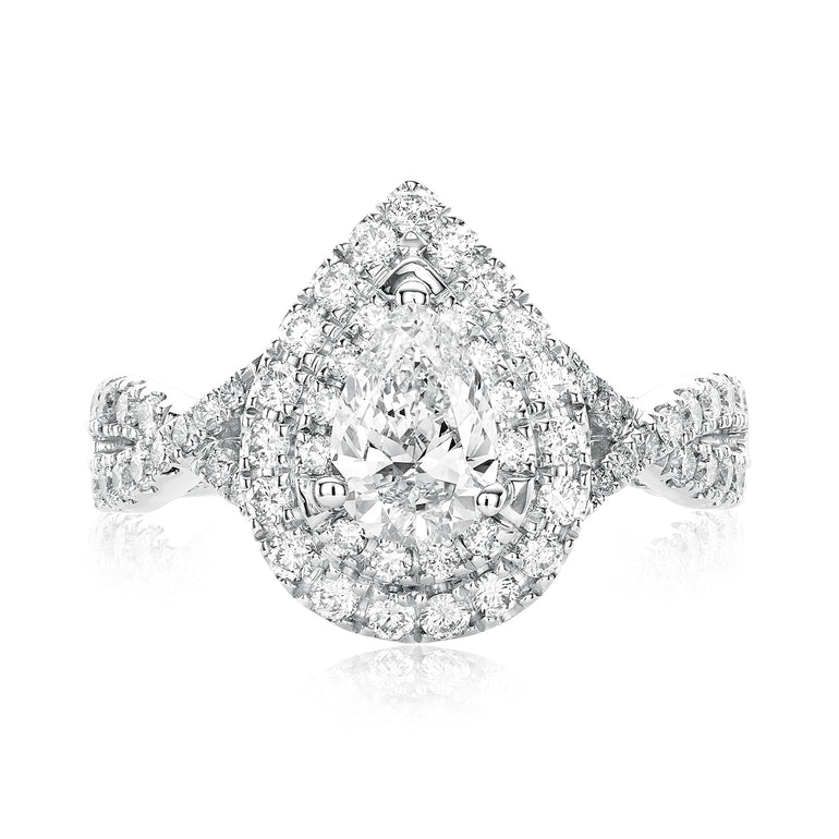 Vera Wang Love 18ct White Gold Pear & Round Brilliant cut 1.60 Carat tw of Diamonds Ring