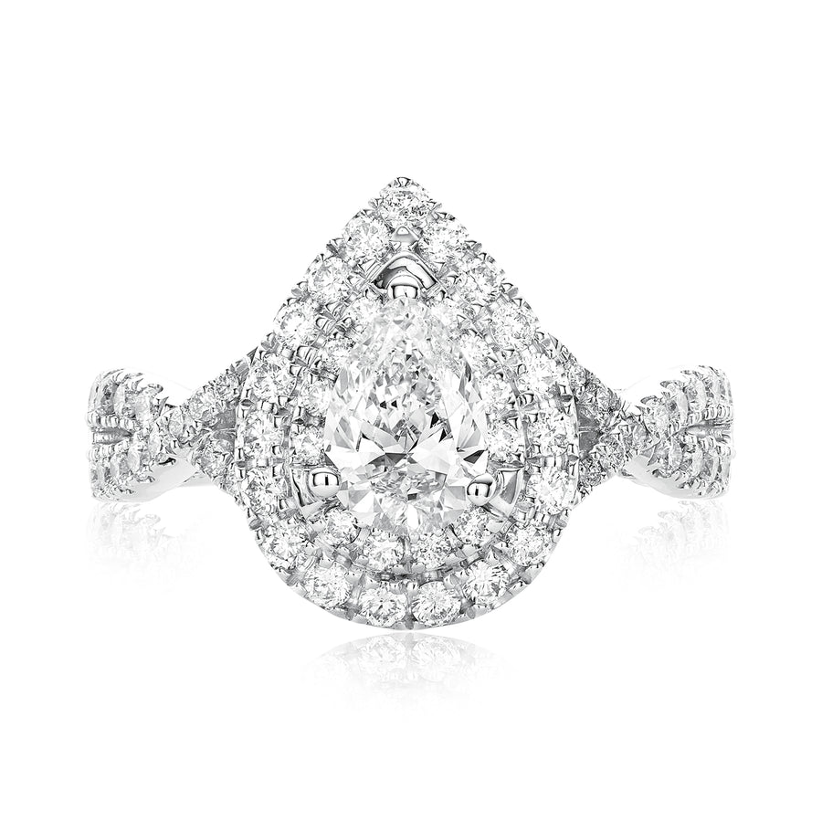 Vera Wang Love 18ct White Gold Pear & Round Brilliant cut 1.60 Carat tw of Diamonds Ring