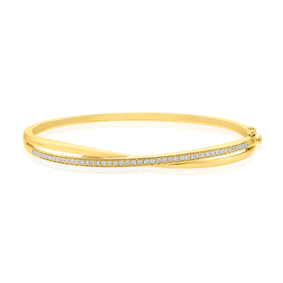 9ct Yellow Gold Round Brilliant Cut 1/2 CARAT tw of Diamonds Bangle