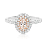 18ct White & Rose Gold Oval Cut Morganite 1/2 CARAT tw of Diamonds Ring