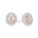 18ct White & Rose Gold Oval Cut Morganite 0.30 CARAT tw of Diamonds Earrings