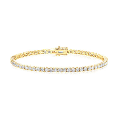 9ct Yellow Gold 4 CTW Round Diamond Tennis Bracelet