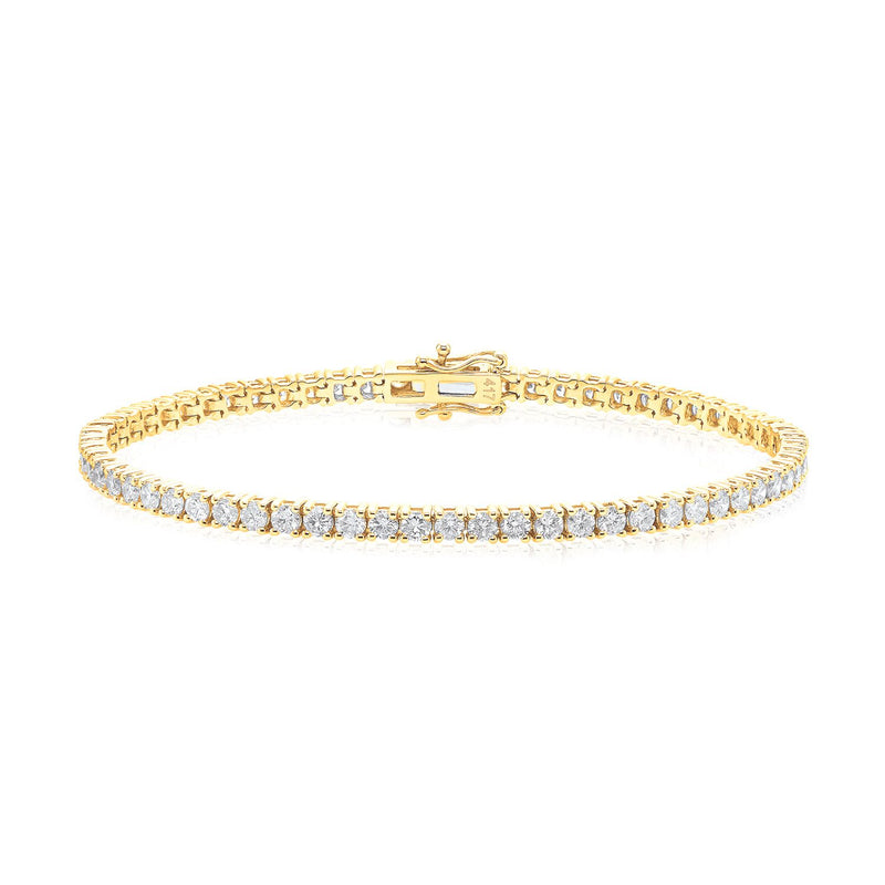 9ct Yellow Gold 4 CTW Round Diamond Tennis Bracelet