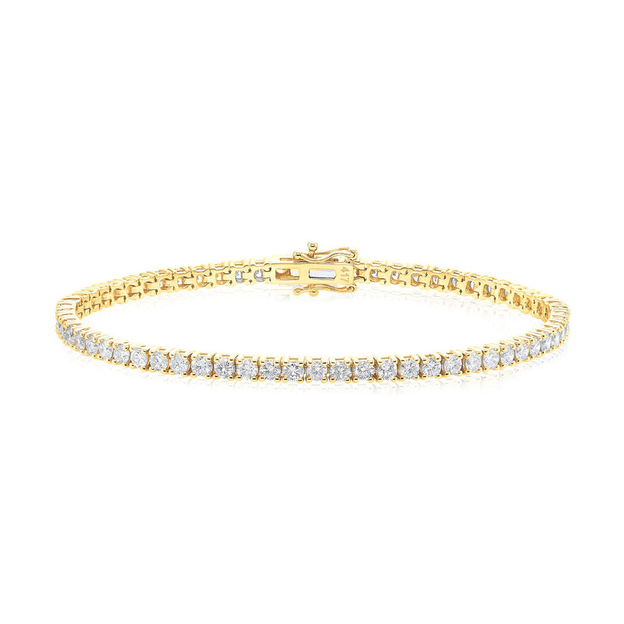 9ct Yellow Gold 4 CTW Round Diamond Tennis Bracelet