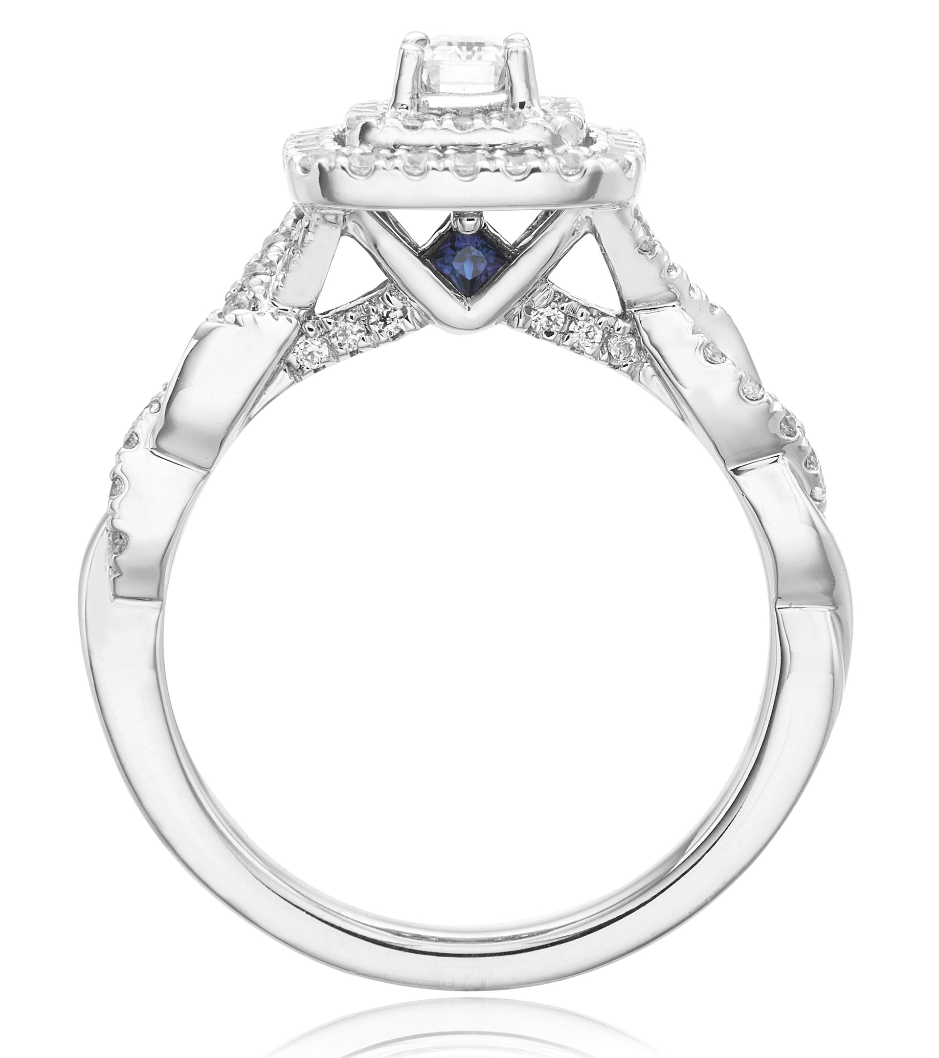 Vera Wang Love 18ct White Gold Emerald & Round Cut with 1 CARAT tw of Diamonds Ring