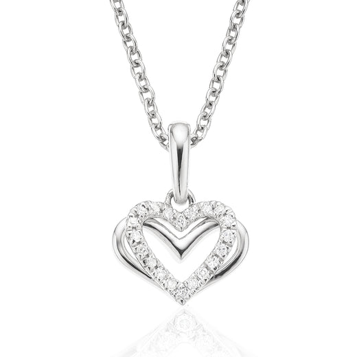 Vera Wang Love Sterling Silver Round Cut with 0.05 Carat tw of Diamonds Necklace