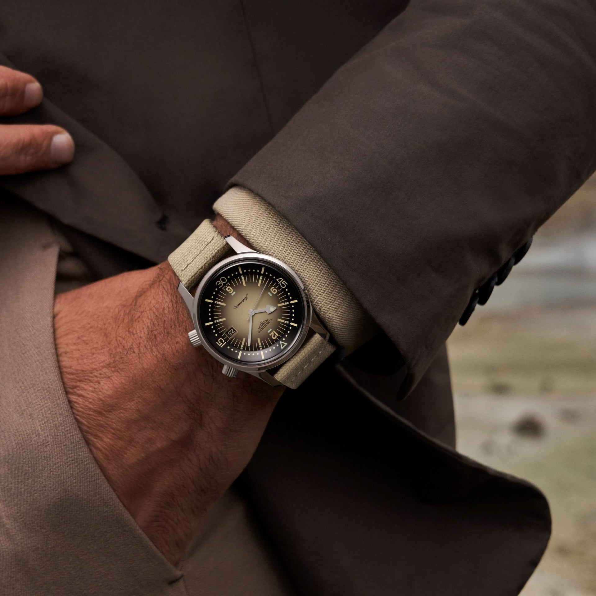 The Longines Legend Diver Beige Watch L3.774.4.30.2