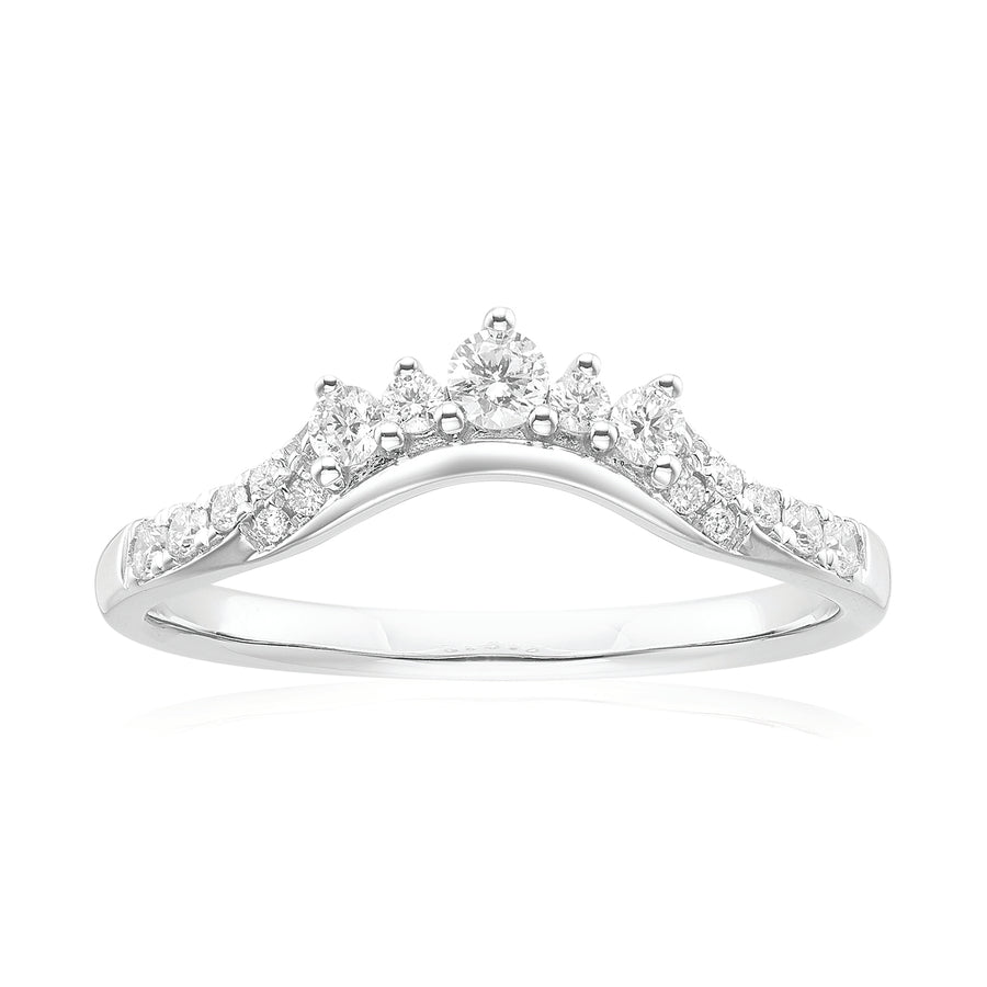 18ct White Gold Round Brilliant Cut 0.25 ctw Curved Eternity Ring