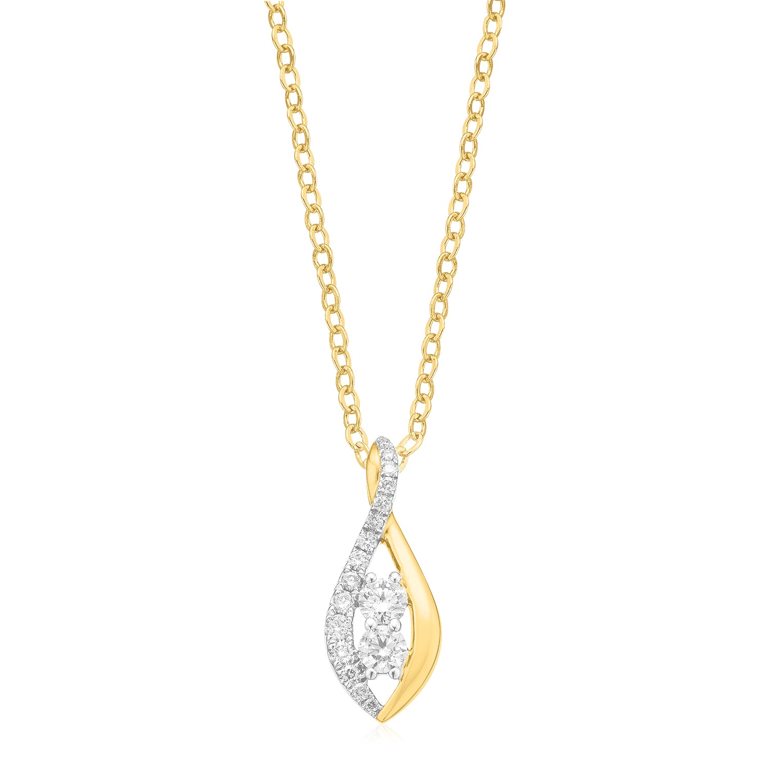 Floating Diamond Necklace in 9ct White Gold - Round - Warners Fine Jewellery