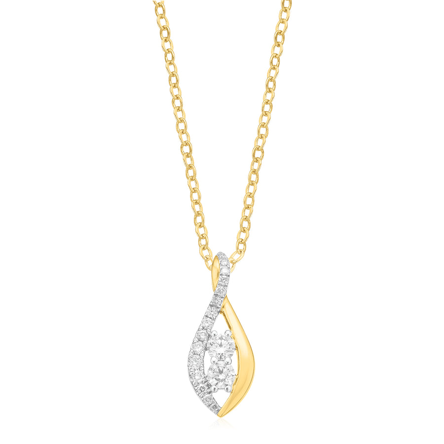 9ct Yellow Gold Round Brilliant Cut 0.40 Carat tw Floating Diamond Pendant