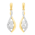 9ct Yellow Gold Round Brilliant Cut 0.38 Carat tw Floating Diamond Drop Earrings