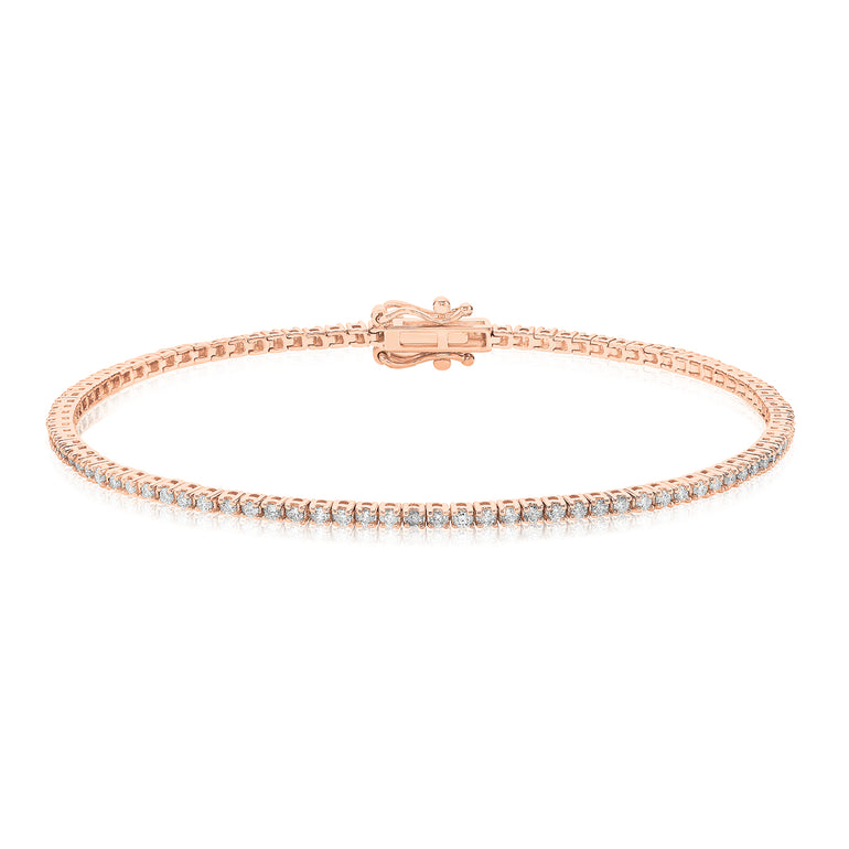 10ct Rose Gold Round Brilliant Cut 1 Carat tw Tennis Bracelet