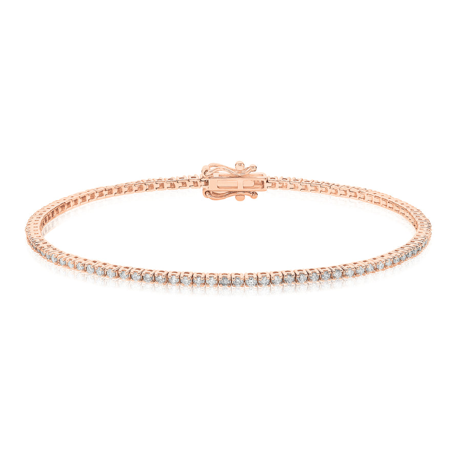 10ct Rose Gold Round Brilliant Cut 1 Carat tw Tennis Bracelet