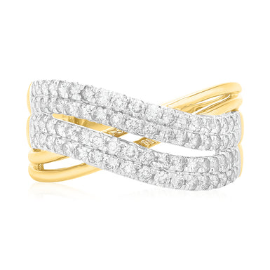 9ct Yellow Gold Round Brilliant Cut 1 Carat tw Dress Ring