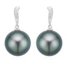 Perla by Autore 18ct White Gold 10mm Tahitian Pearl and Diamond Set Earrings
