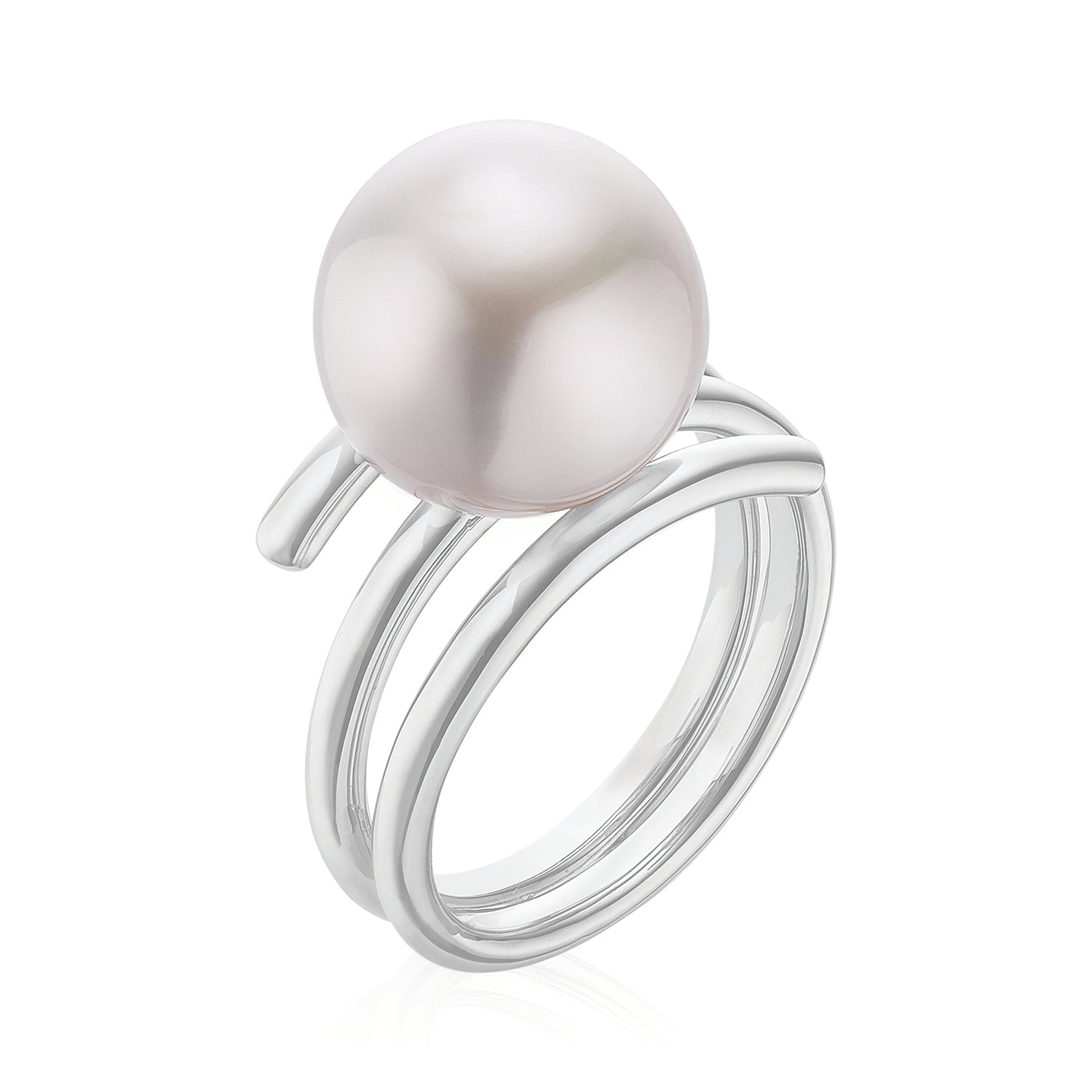 Perla by Autore Sterling Silver 10mm White South Sea Pearl Ring