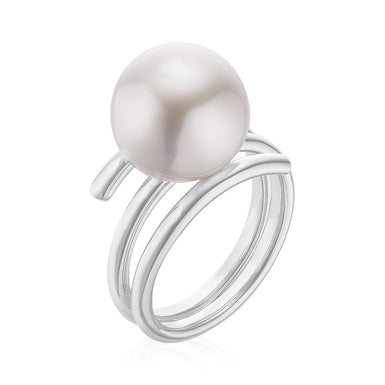 Perla by Autore Sterling Silver 10mm White South Sea Pearl Ring