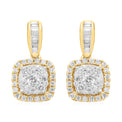 9ct Yellow Gold Baguette & Round Brilliant Cut 0.75 Carat TW Diamond Earrings