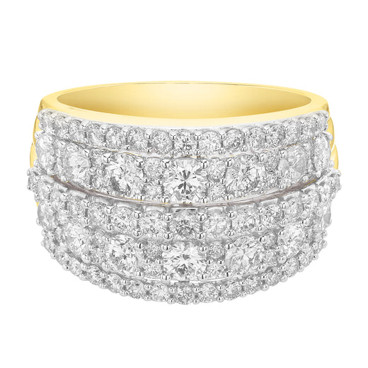 9ct Yellow Gold Round Brilliant Cut  2 Carat tw Diamond Dress Ring