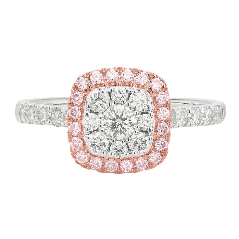 PInk Diamonds 9ct White Gold Round Brilliant Cut 0.70 Carat tw of Diamonds Dress Ring