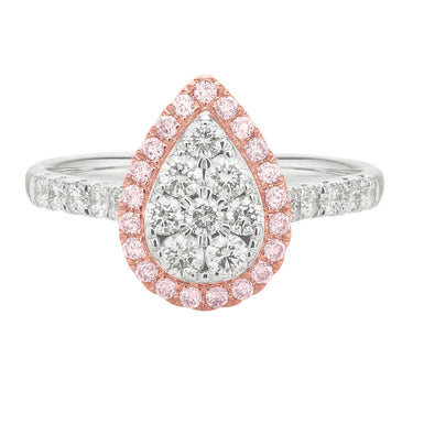 Pink Diamonds 9ct White Gold Round Brilliant Cut 0.70 Carat tw of Diamonds Dress Ring