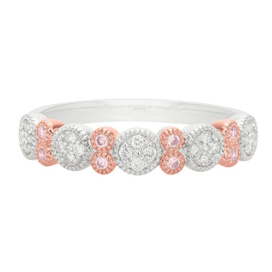 Pink Diamonds 9ct White Gold Round Brilliant Cut 0.20 Carat tw of Diamonds Dress Ring