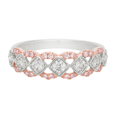 Pink Diamonds 9ct White Gold Round Brilliant Cut 0.50 Carat tw of Diamonds Dress Ring