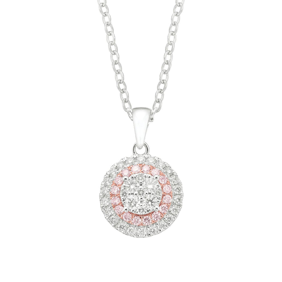 Pink Diamonds 9ct White Gold Round Brilliant Cut 0.50 Carat tw of Diamonds Pendant