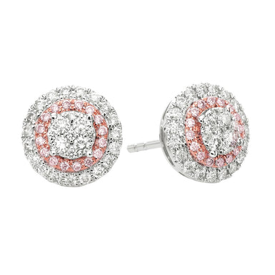 Pink Diamonds 9ct White Gold Round 0.50 Carat tw of Diamond Stud Earrings