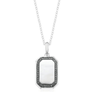 Sterling Silver Round 0.33 Carat tw Black Diamond Dog Tag Pendant
