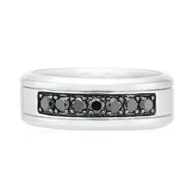 Sterling Silver Round 0.50 Ct Black Diamond Ring