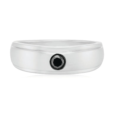 Sterling Silver Round 0.25 Ct Black Diamond Ring