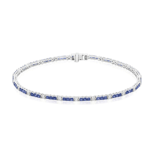 9ct White Gold Princess 0.50 Carat tw Sapphire Bracelet