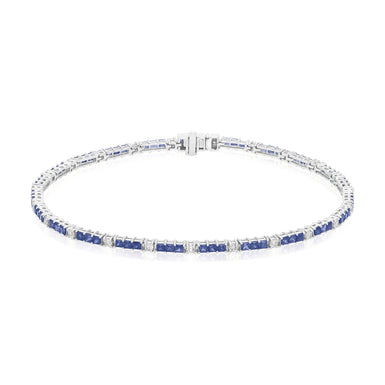 9ct White Gold Princess 0.50 Carat tw Sapphire Bracelet