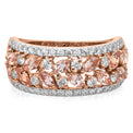 18ct Rose Gold Marquise & Round Morganite Diamond Set 0.6 Carat tw Ring
