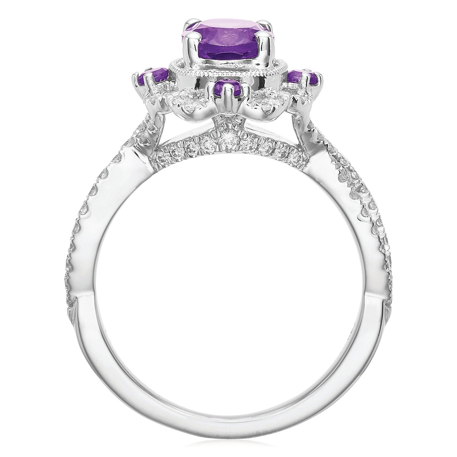 Amethyst engagement store ring white gold